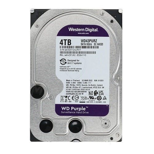 Ổ cứng camera Western Digital Purple 4TB WD43PURZ (3.5Inch, 5400rpm, Cache 256MB, SATA3)