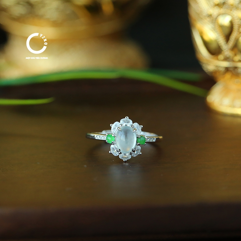 Nhẫn Ngọc Phỉ Thúy băng dương luc tự nhiên loại A Myanmar YZXQ - Mã J102A