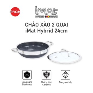  Chảo đa năng 2 tay cầm iMat Hybrid Blackcube 24 28cm phủ chống dính gốm Ceramic lòng đen 
