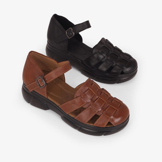   HCM  Sandal Xuồng Hạnh Dung Quai Đan Rọ HD04910AD   Màu Bò - Đen    