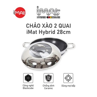  Chảo đa năng 28cm hai tay cầm iMat Hybrid Blackcube phủ chống dính gốm Ceramic màu đen 