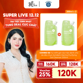   VHL x Actidem  COMBO 2 Túi refill gel rửa mặt dành cho da dầu mụn Actidem Derma Purifying Gel Cleanser 200mlx2 