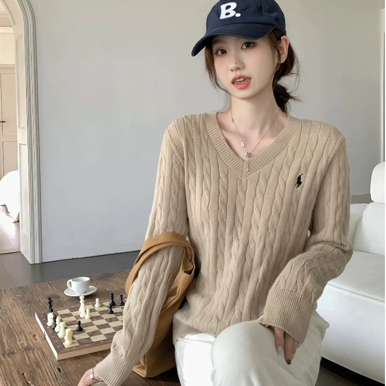 Áo Len Vặn Thừng Nữ Dài Tay Cổ Tim Thêu Hoạ Tiết Ngựa , Áo Len Dệt Kim Nữ Hot Trend 2026 | BigBuy360 - bigbuy360.vn