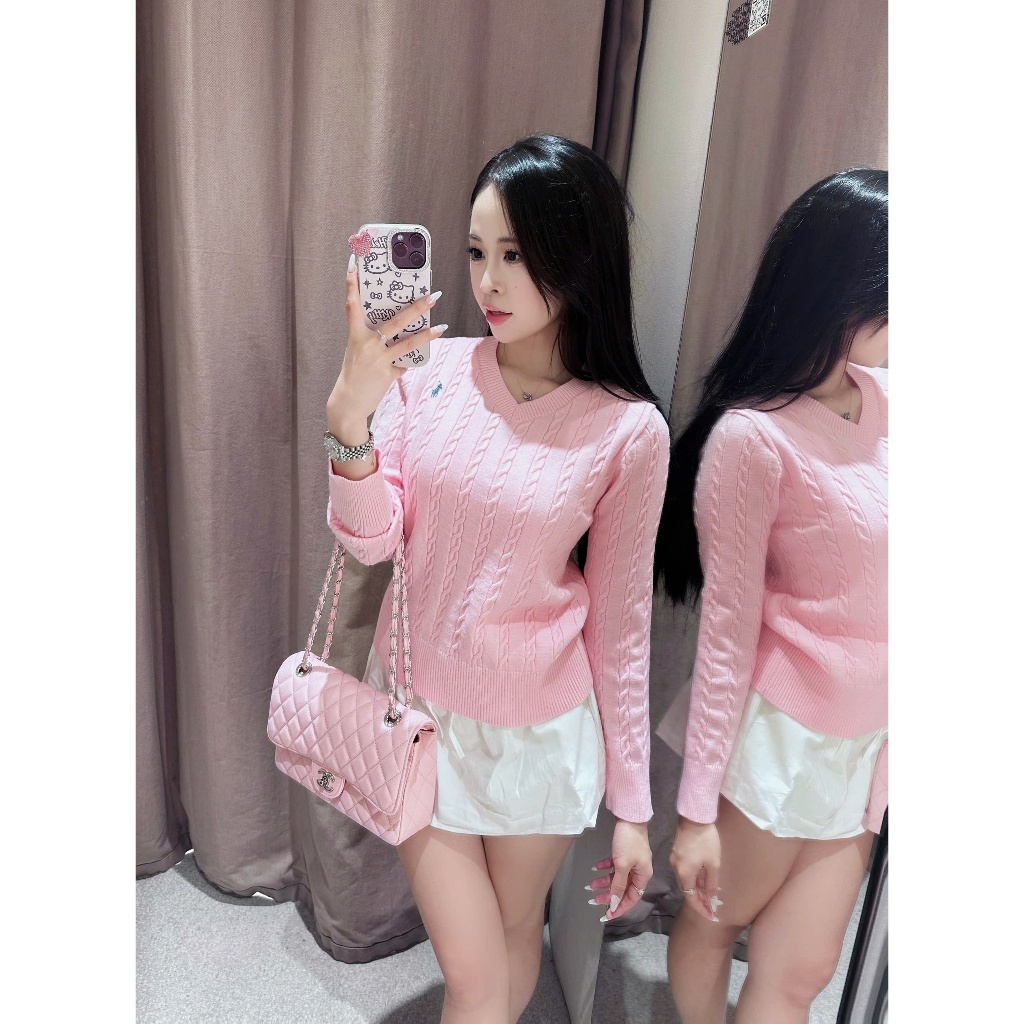 Áo Len Vặn Thừng Nữ Dài Tay Cổ Tim Thêu Hoạ Tiết Ngựa , Áo Len Dệt Kim Nữ Hot Trend 2026 | BigBuy360 - bigbuy360.vn