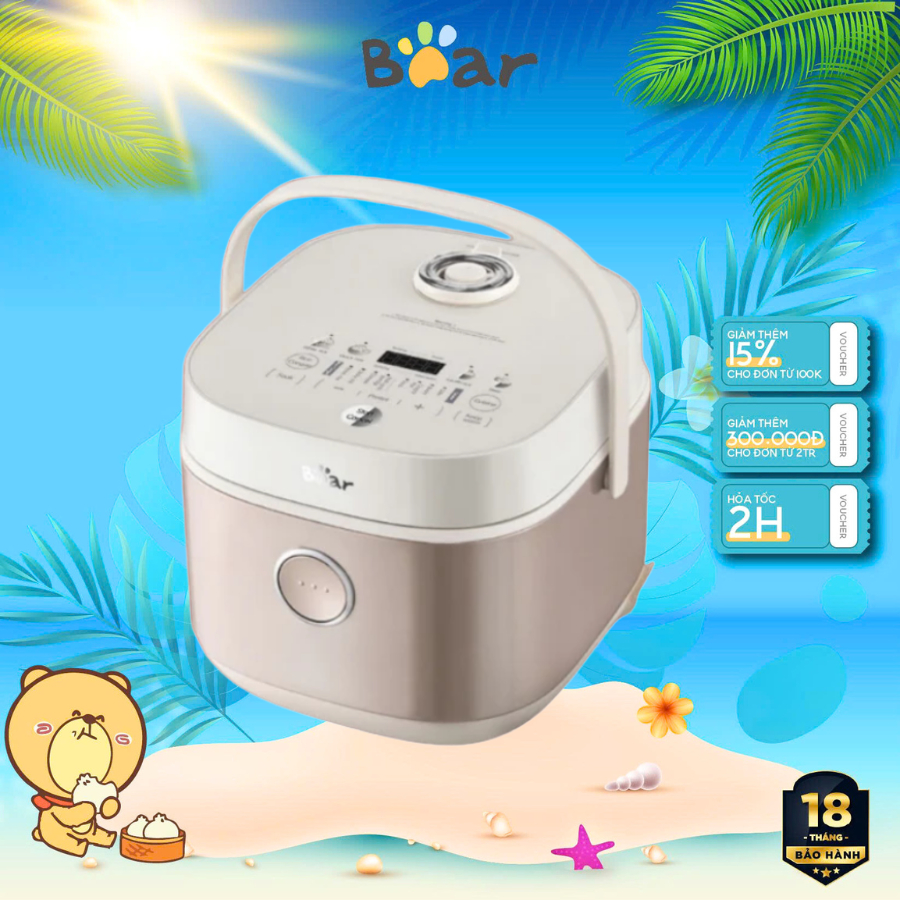 Nồi Cơm Điện Đa Năng 3L Bear RC-4H30S (DFB-H30A3), 600W,(Lòng Nồi 1L) chống dính,Hẹn giờ,BH 18 Tháng