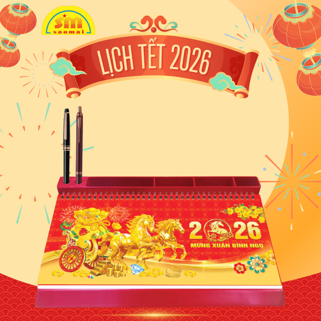 Lịch Bàn 52 Tuần Đế Nhựa - Lịch Để Bàn Năm 2026 Tết Bính Ngọ