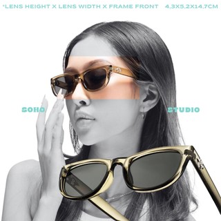  Kính mát nam nữ thời trang MINDS Soho Studio gọng mắt mèo thiết kế năng động thu hút với màu đen ngầu xanh trog chống UV 