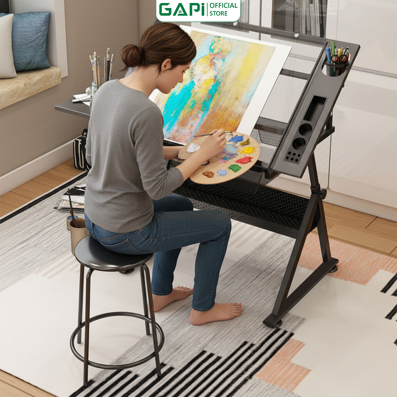 Bàn vẽ mỹ thuật đa năng khung sắt sơn tĩnh điện GAPI - Mẫu GN87