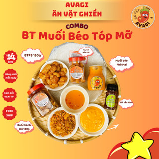 (TÓP MỠ) MUỐI BÉO AVAGI COMBO BÁNH TRÁNG PHƠI SƯƠNG (Bánh tráng+Muối béo+Tóp mỡ+Ruốc Hành Phi+Sốt tắc)