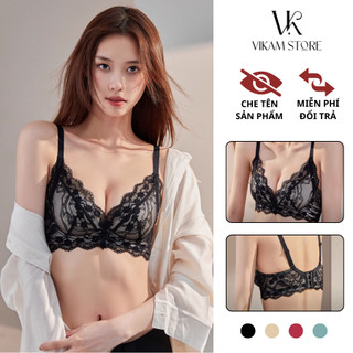  Áo Lót Nữ Ren Cao Cấp Áo Ngực Ren Không Gọng Mút Mỏng 1cm Vikam  Mã B66  