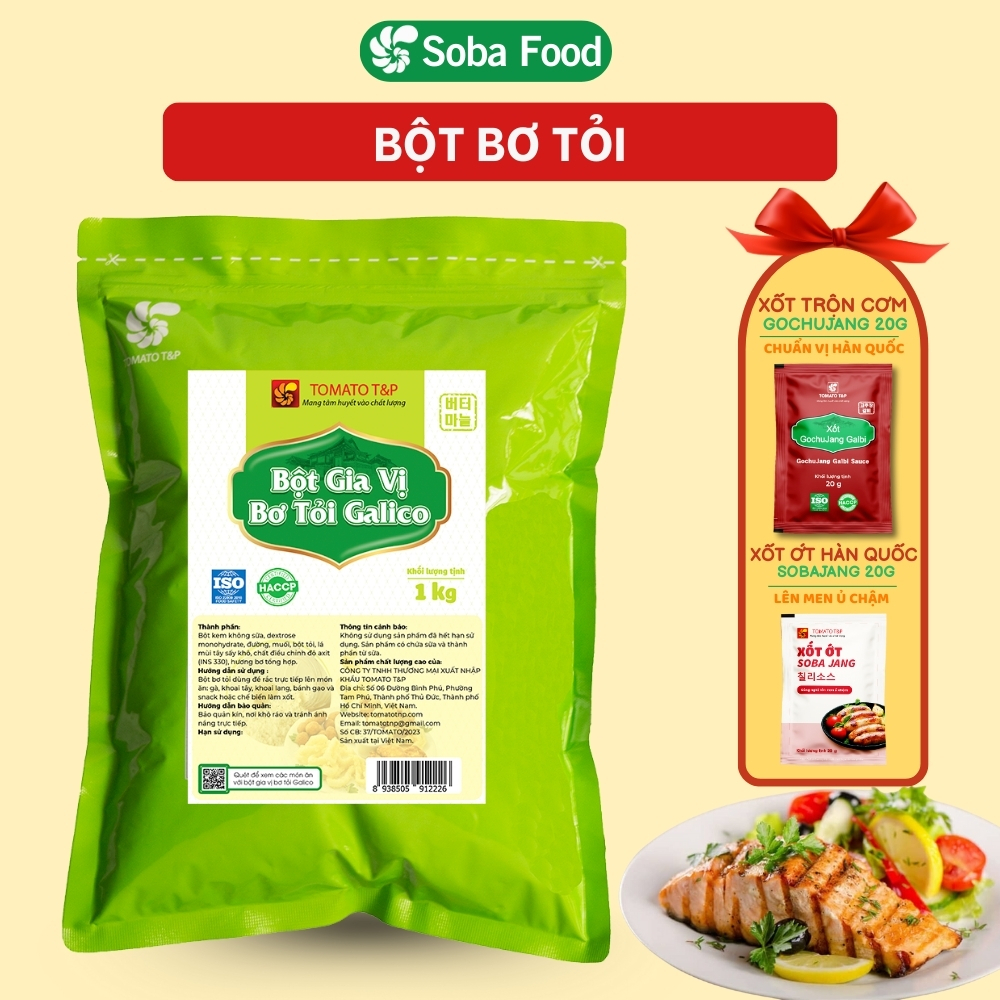 Bột Bơ Tỏi Tomato T&P Gói 1Kg Lắc Khoai Tây Chiên, Làm Sốt Bơ Tỏi, Bánh Mì Bơ Tỏi, Nướng Hải Sản
