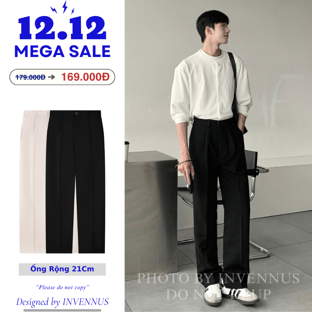 Quần tây nam ống suông INVENNUS cạp cao, quần âu nam tôn dáng vải tuyết hàn thoáng khí [302] | BigBuy360 - bigbuy360.vn
