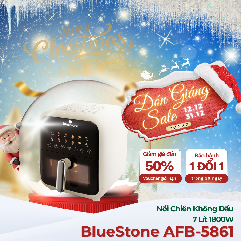 [ 1 ĐỔI 1 TRONG 30 NGÀY ] Nồi Chiên Không Dầu Điện Tử CHÍNH HÃNG BlueStone AFB-5861 | 7 Lít - 1800W|