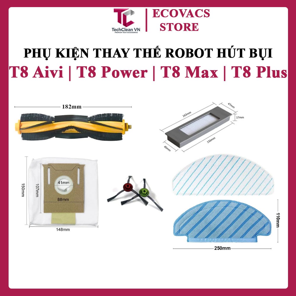Phụ Kiện Thay Thế Robot Hút Bụi T8 AIVI, T8 Max, T8 Power, N8 Pro và các bản Plus có trạm hút rác tự