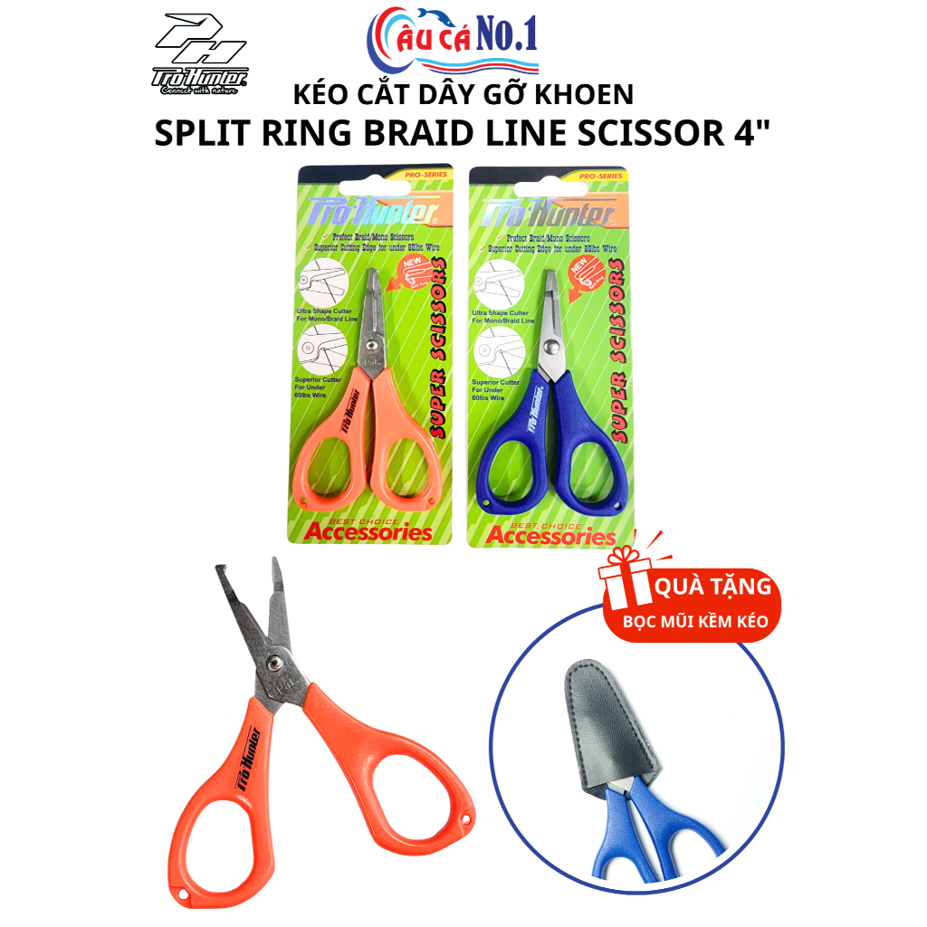 KÉO CẮT DÂY GỠ KHOEN CÂU CÁ - PROHUNTER SPLIT RING BRAID LINE SCISSOR 4''