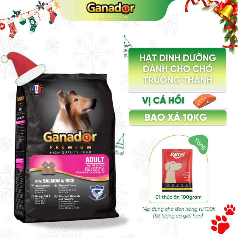 [Ganador-10kg] Hạt dinh dưỡng, thức ăn cho chó Ganador adult vị Cá hồi bao xá 10kg