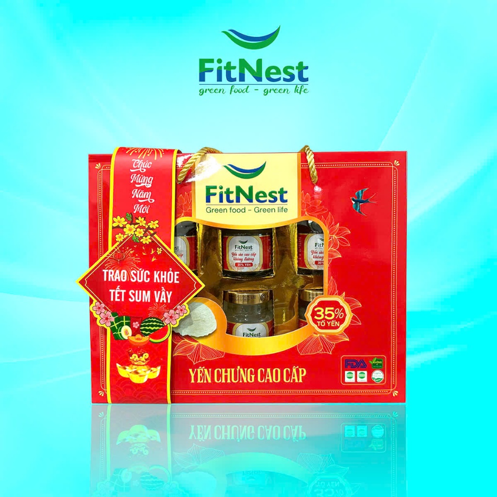FitNest Yến Sào Không Đường Cao Cấp ( Hộp 6 Hũ 70ml) – Yến Chưng Không Đường Tốt Cho Sức Khỏe