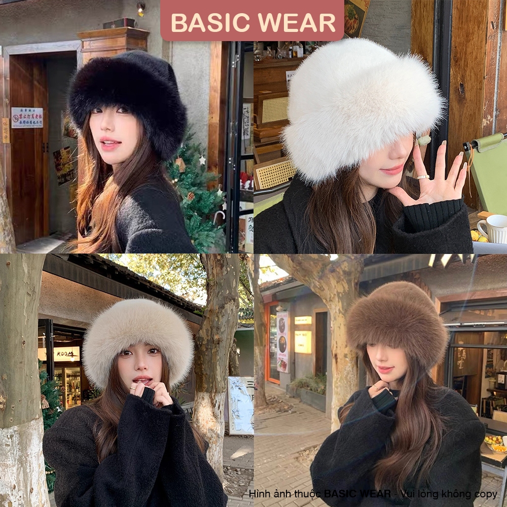 Mũ Len Lông phong cách mông cổ, Mũ Lông Nữ trùm đầu thời trang mùa đông M7