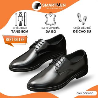  Giày nam công sở GCK-02-D Smartmen Derby Shoes da bò thật cột dây đế cao su đúc nguyên khối 
