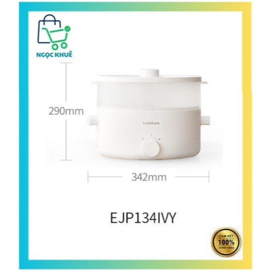 Nồi điện đa năng Lock&Lock electric multipot 220V, 50Hz, 1350W, 5.0L- Màu ngà - 2.17kg EJP134IVY