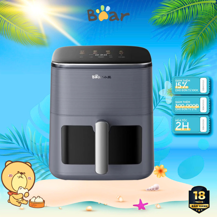 Nồi Chiên Không Dầu Dung Tích 6.2L Bear AF-4H16K (QZG-H16R3), 1600W, Chống Dính, Cảm ứng,BH 18 Tháng