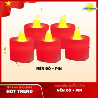  5 Đèn nến điện tử đỏ trang trí sinh nhật sự kiện  nến giả chạy bằng pin hàng loại 1 chất lượng cao 