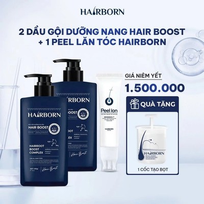 Combo Chăm Sóc Tóc HairBoost: 1 Lăn Tóc + 2 Chai Dầu Gội HAIR BOOST,Giúp Tóc Chắc Khoẻ ,Giảm Rụng