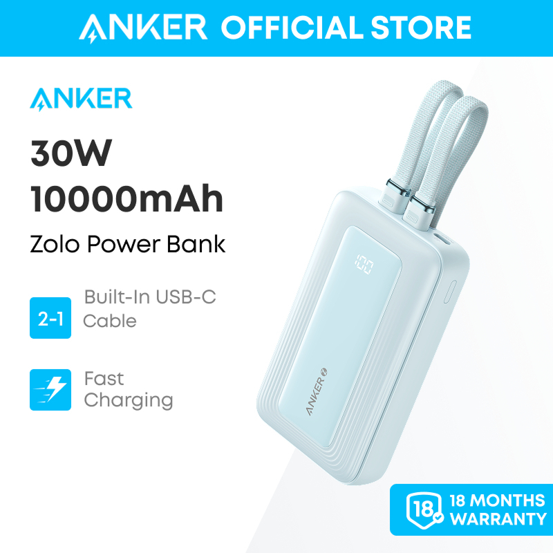 [New] SDP ANKER Zolo 10kmAh 35 | 2 cổng 1C1A | Tích hợp 2cáp USB-C cho iP15/16/Samsung - A1680