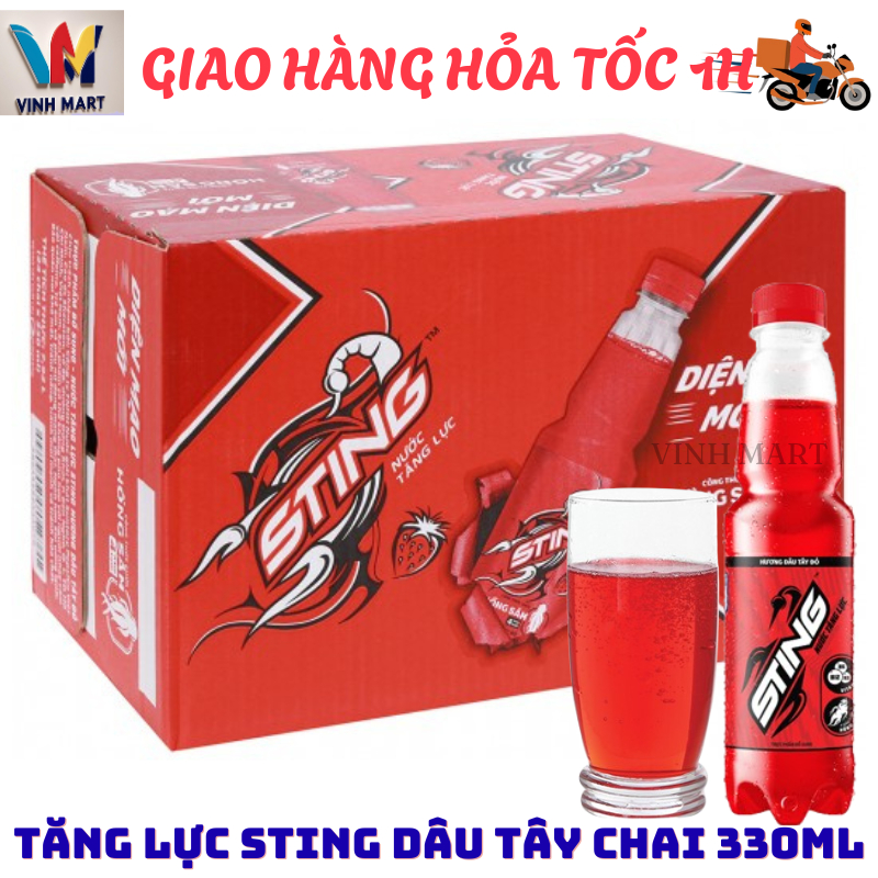 Sting Tăng Lực Dâu Thùng 24 Chai 330 Ml