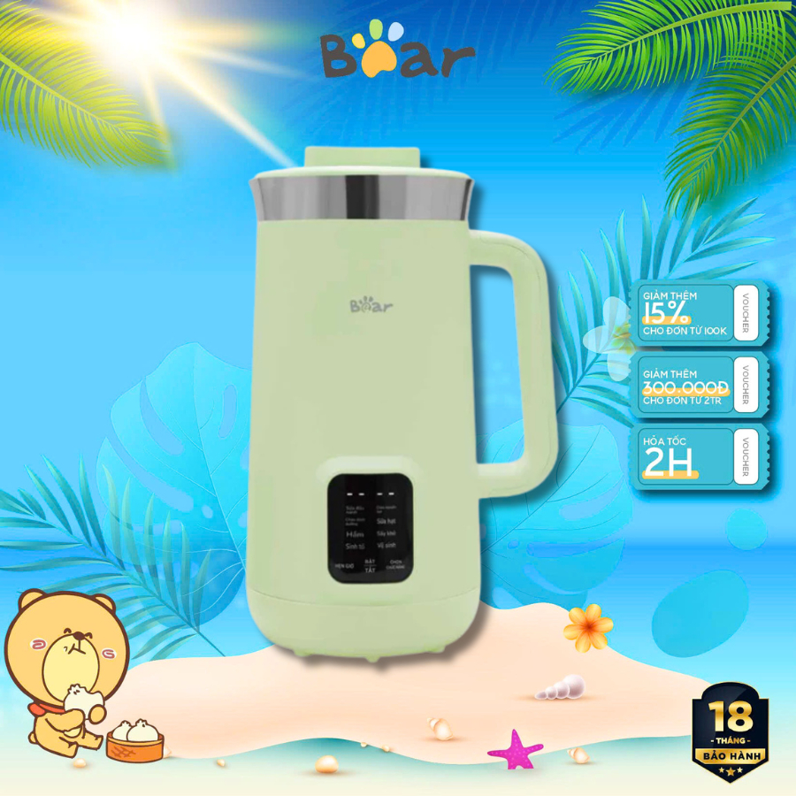 Máy làm sữa hạt 1.2L đa năng SMM-4H08P (DJJ-E08R1), 10 Lưỡi Dao Inox,Xay Sinh Tố,Hẹn Giờ,BH 18 Tháng