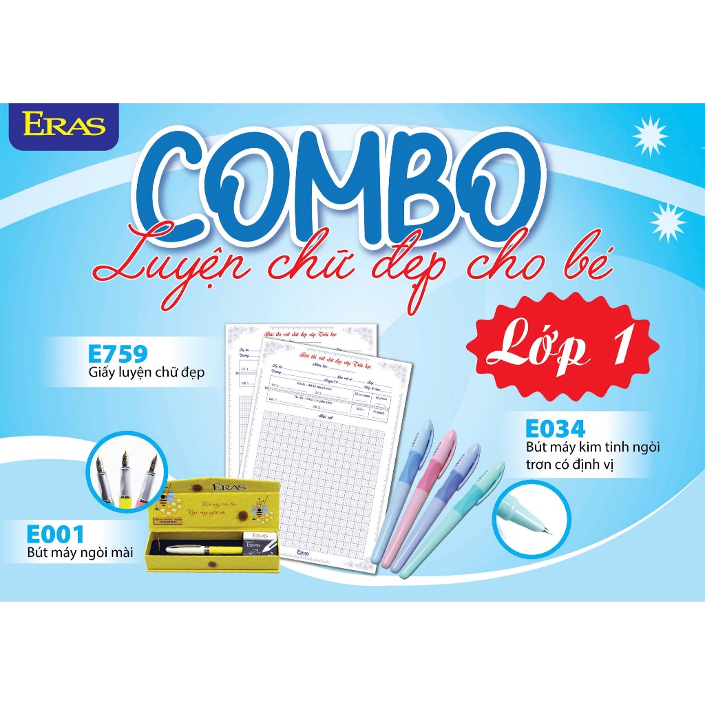 [ERASVN] Combo luyện viết chữ đẹp E001+E019+E759M