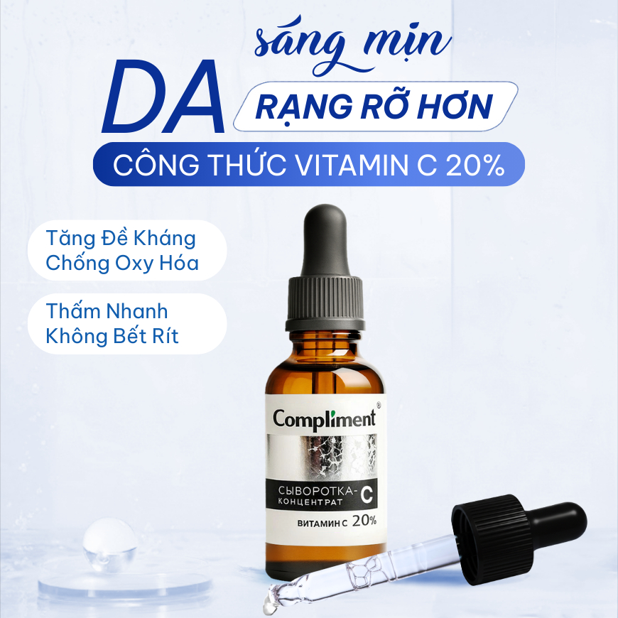 Serum Vitamin C 20% Compliment Dưỡng Trắng, Mờ Thâm Sạm, Cấp Ẩm Tăng Đàn Hồi 27ml | BigBuy360 - bigbuy360.vn