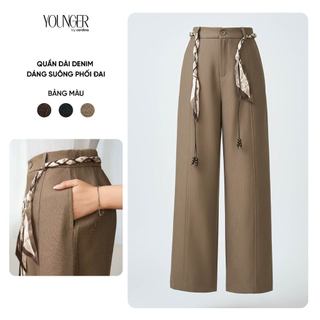  Quần jean nữ YOUNGER BY CARDINA chất liệu denim dáng suông phối đai 5YQDT50 