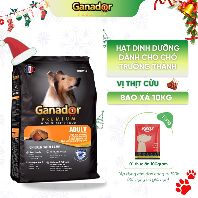 [Ganador] Hạt Dinh Dưỡng Ganador, Thức Ăn Hỗn Hợp Cho Chó Ganador Adult Vị Thịt Cừu Bao Xá 10kg