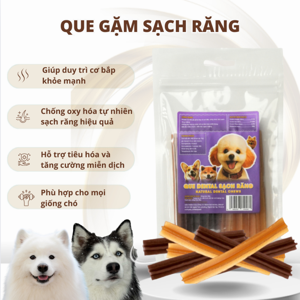 Que Dental Cho Chó Mèo – Snack Gặm Sạch Răng, Giàu Canxi, Bánh Thưởng Huấn Luyện MasterCare