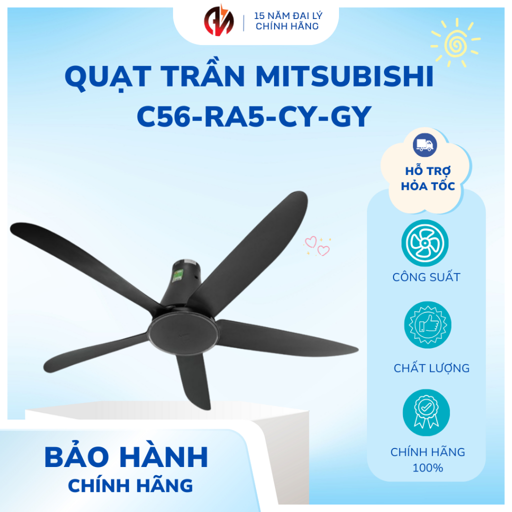 Quạt trần Mitsubishi C56-RA5 Xám Đậm ( có thợ lắp nội thành HCM )