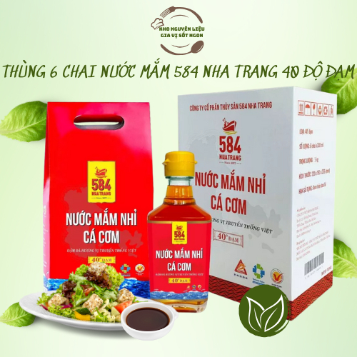 Thùng 6 Chai Nước Mắm 584 Nha Trang 40 Độ Đạm, Nước Mắm Nhỉ Cá Cơm Truyền Thống Chai Thủy Tinh 200ml