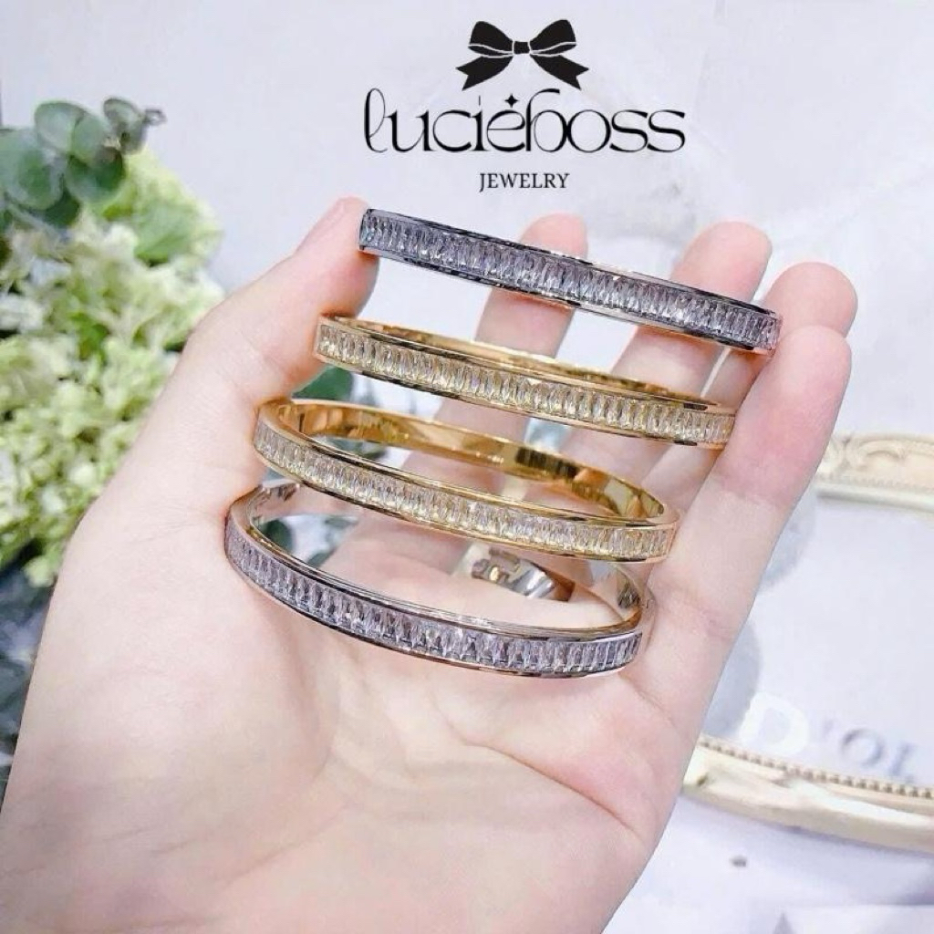 Vòng tay titan cứng full đá ni 48-52 Lucie boss .