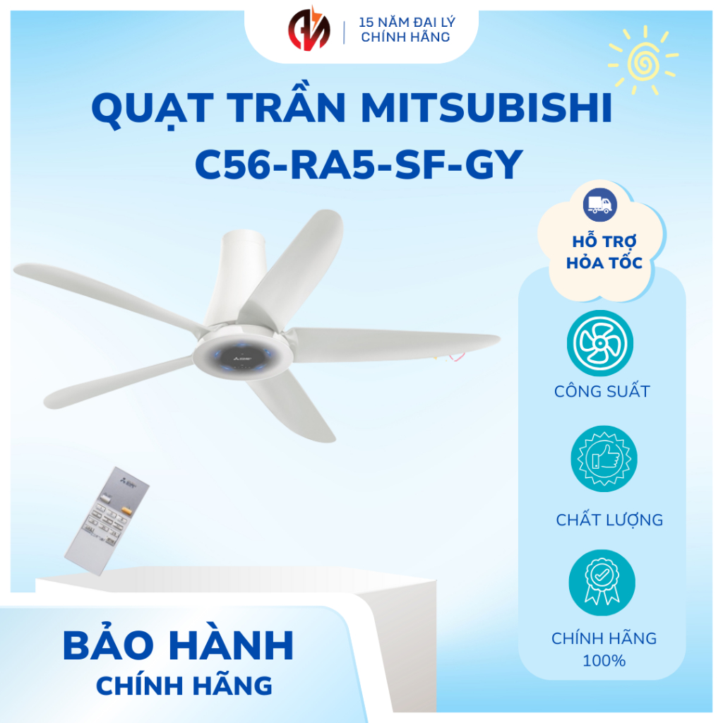 Quạt trần Mitsubishi C56-RA5 Trắng ( có thợ lắp nội thành HCM )