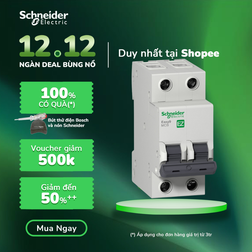 MCB 2P 4,5kA Easy9 Schneider EZ9F34206 EZ9F34210 EZ9F34216 EZ9F34220 EZ9F34225 EZ9F34232 EZ9F34240 E