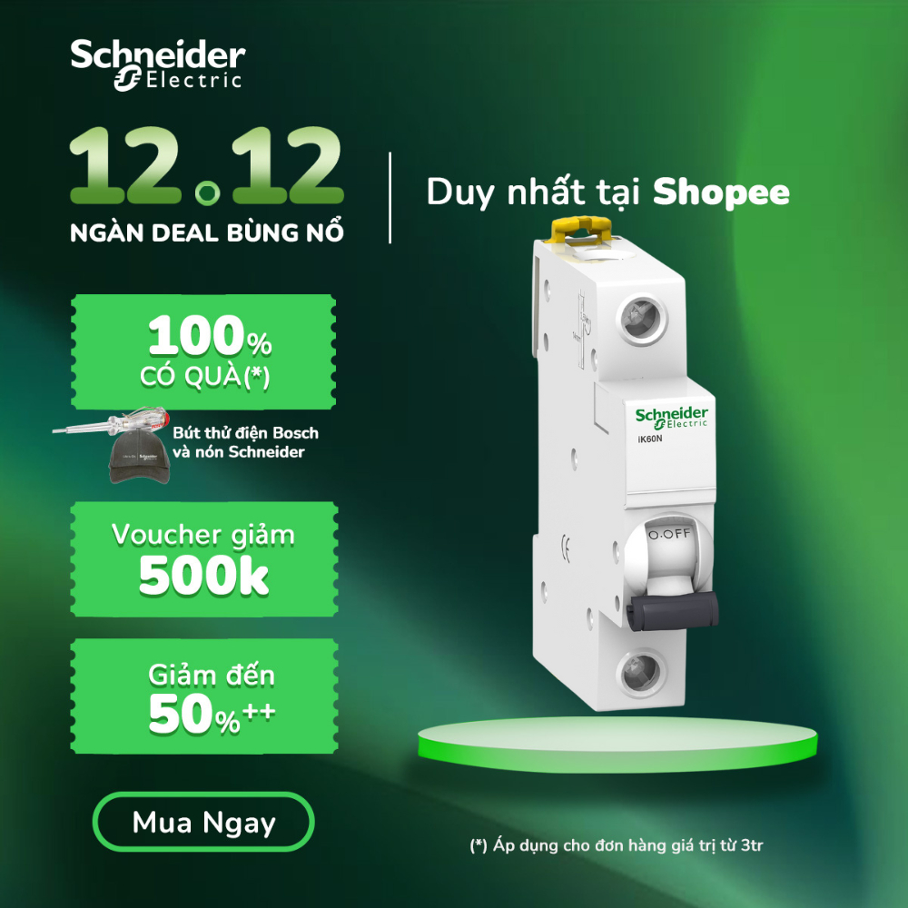 Cầu dao MCB 1P (át cài) 6kA Acti9 iK60N - Schneider Electric -  A9K27106 A9K27110 A9K27116 A9K27120 