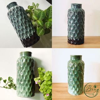  Bình hoa Bình cắm hoa Bình gốm Bát Tràng dáng trụ mắc na cao 32cm Bông Garden House cắm hoa cắm tuyết mai 