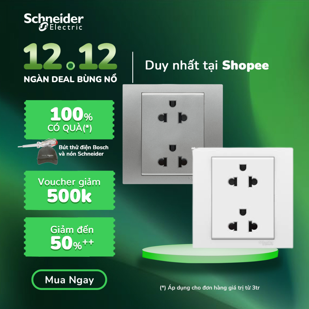 Ổ cắm đơn/ đôi 3 chấu 16A Trắng/ Xám Vivace Schneider KB426UEST_G19 KB426UEST_AS_G19 KB426UES2_WE_G1