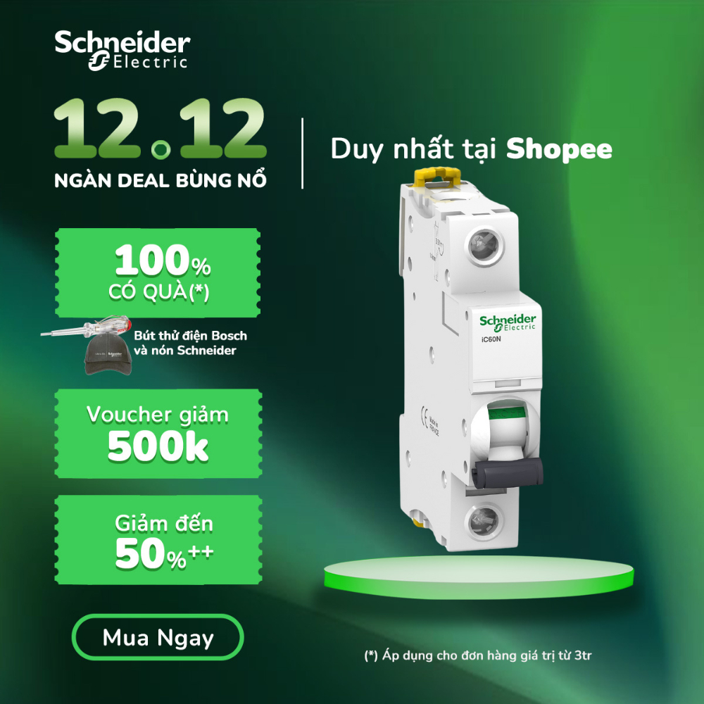 Cầu dao MCB 1P(Át Tép) 6kA dòng Acti9 iC60N - Schneider Electric - A9F74106 A9F74110 A9F74116 A9F741