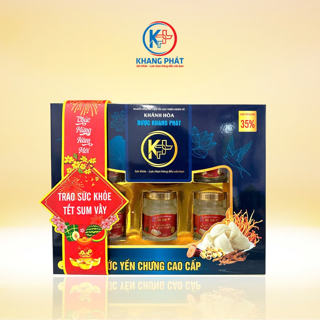 [Hộp Quà Tặng] TỔ YẾN CHƯNG ĐƯỜNG ĂN KIÊNG Dược Khang Phát tốt cho người tiểu đường (6 hũ x 70ml)