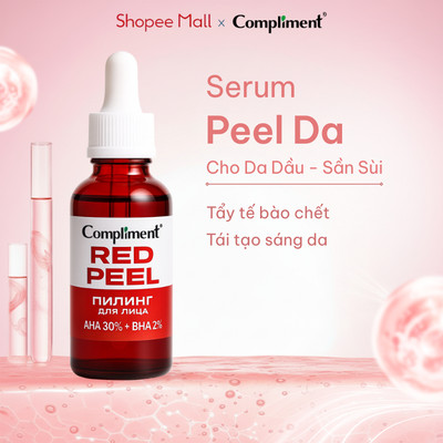 Serum Red Peel Compliment AHA 30% BHA 2% - Tẩy Tế Bào Chết Sinh Học, Tái Tạo Sáng Da, Kiềm Dầu 27ml