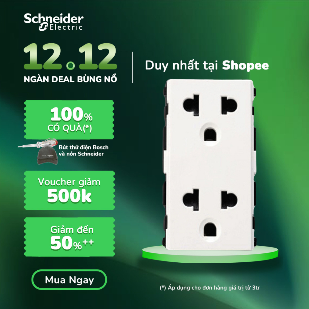 Ổ cắm đôi 3 chấu dòng S-Flexi - Trắng - 16A - 1.5m - size L - Schneider Electric - F1426UEST2M_G19