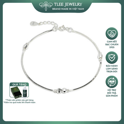 Lắc tay bạc nữ TLEE dây mì mix bi xinh xắn đơn giản TLEE JEWELRY LT0174