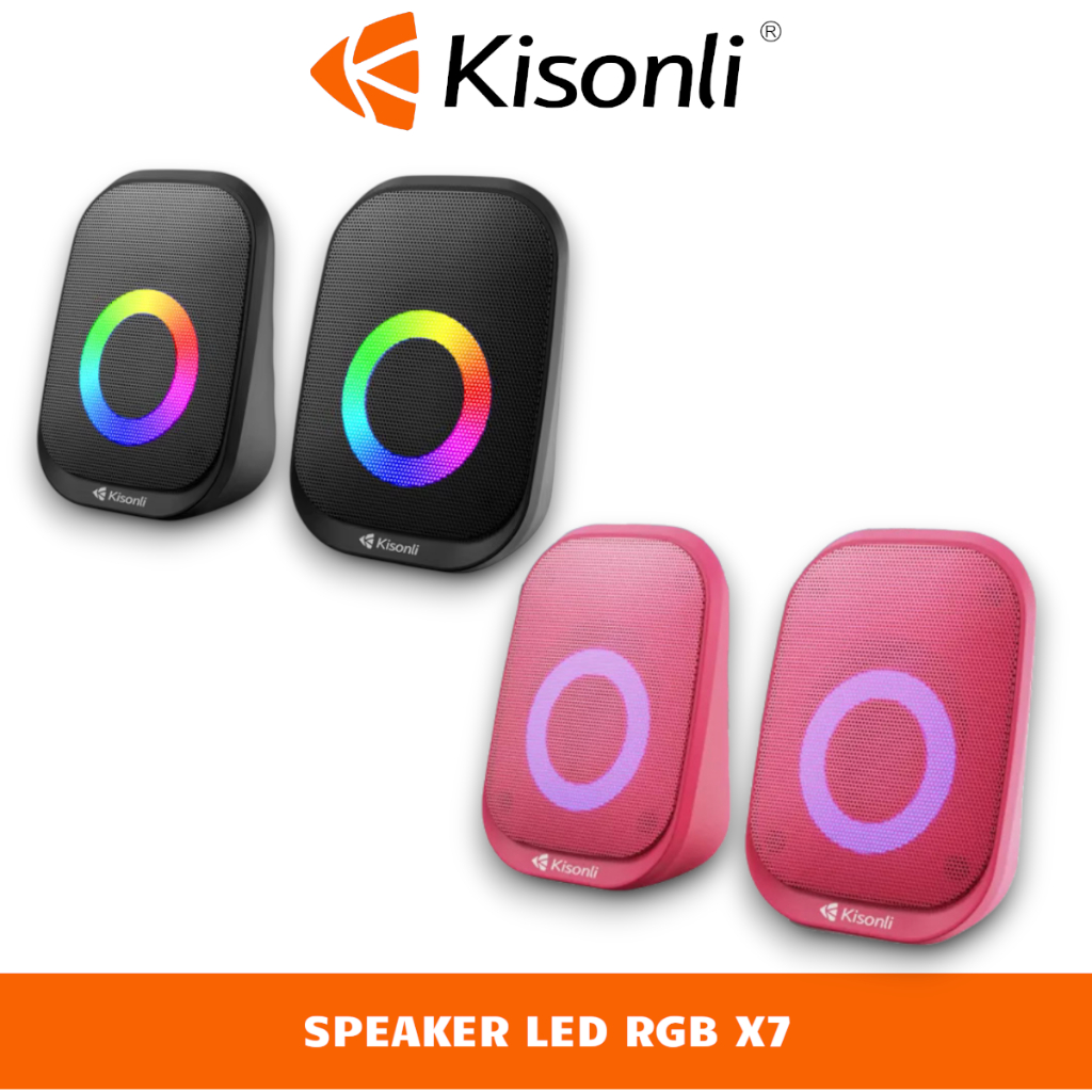 Loa Vi Tính 2 Cái/Bộ (3W*2) Có Dây (USB + 3.5mm) LED RGB KISONLI X7 - Âm Thanh Hay, Nhỏ Gọn