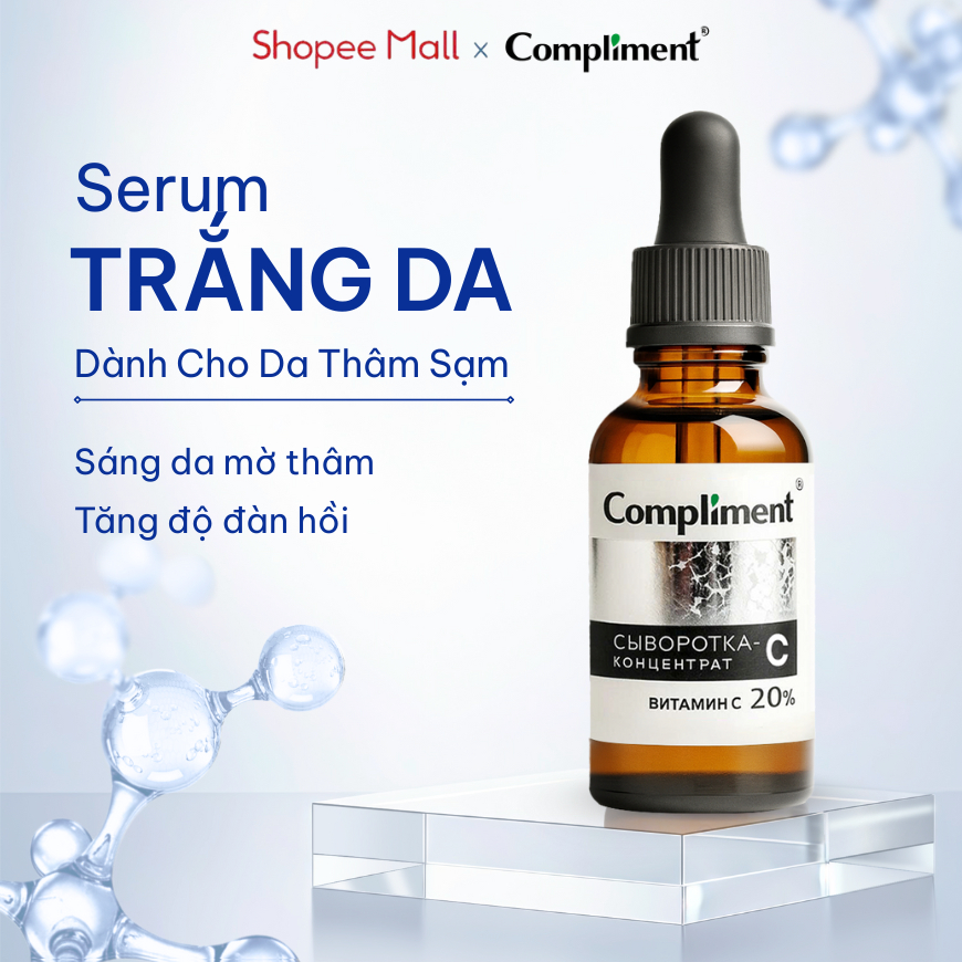 Serum Vitamin C 20% Compliment Dưỡng Trắng, Mờ Thâm Sạm, Cấp Ẩm Tăng Đàn Hồi 27ml